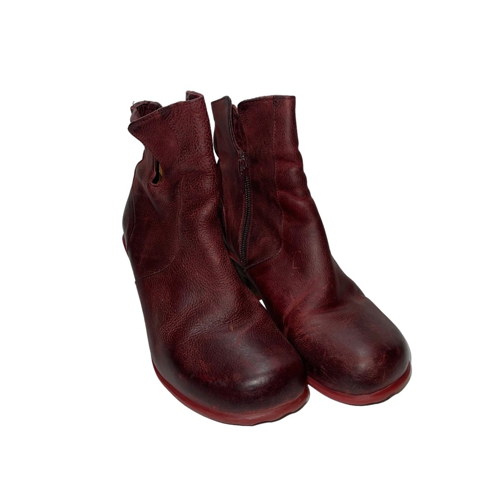 John Fluevog Burgundy Ankle Booties